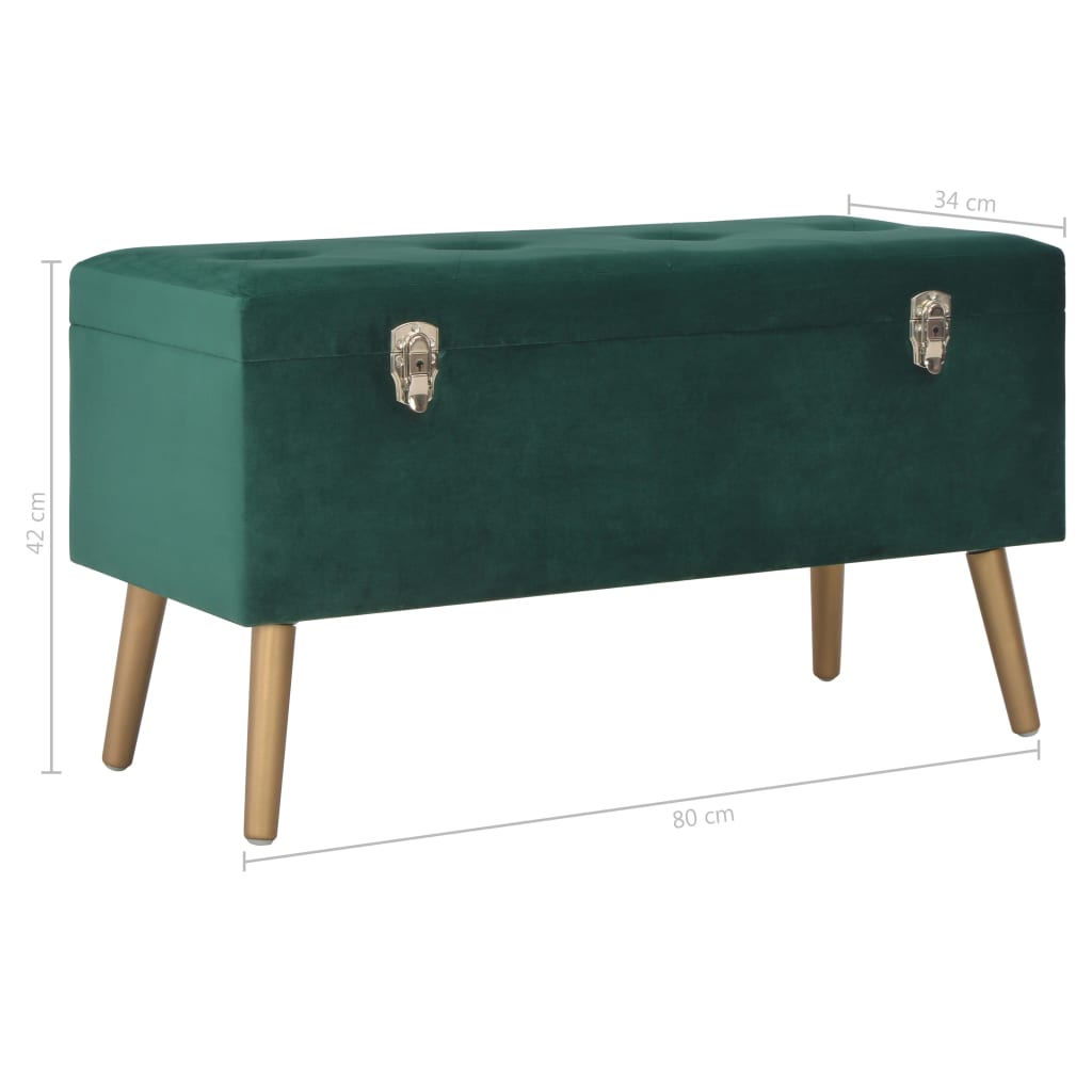 vidaXL Bancă cu un compartiment de depozitare, verde, 80 cm, catifea