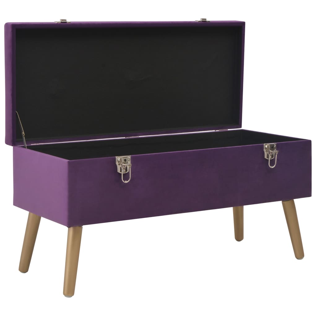 vidaXL Bancă cu un compartiment de depozitare, violet, 80 cm, catifea vidaXL Bancă cu un compartiment de depozitare, violet, 80 cm, catifea