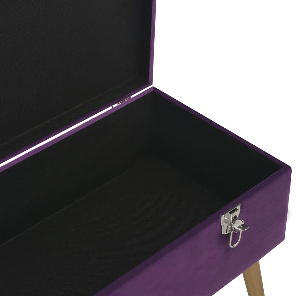 vidaXL Bancă cu un compartiment de depozitare, violet, 80 cm, catifea vidaXL Bancă cu un compartiment de depozitare, violet, 80 cm, catifea