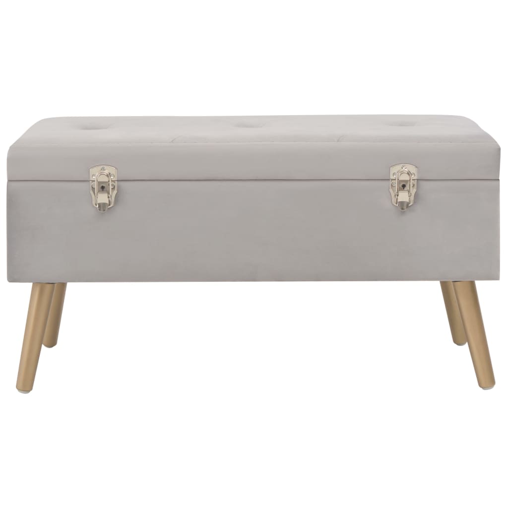 vidaXL Bancă cu un compartiment de depozitare, gri, 80 cm, catifea vidaXL Bancă cu un compartiment de depozitare, gri, 80 cm, catifea