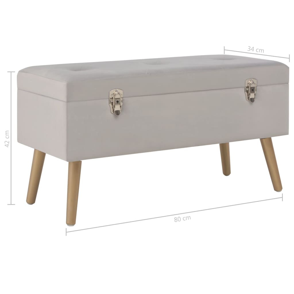 vidaXL Bancă cu un compartiment de depozitare, gri, 80 cm, catifea vidaXL Bancă cu un compartiment de depozitare, gri, 80 cm, catifea