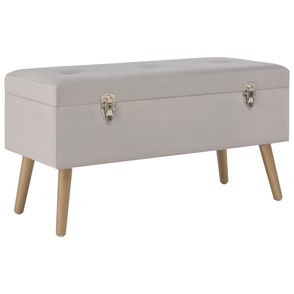 vidaXL Bancă cu un compartiment de depozitare, gri, 80 cm, catifea vidaXL Bancă cu un compartiment de depozitare, gri, 80 cm, catifea