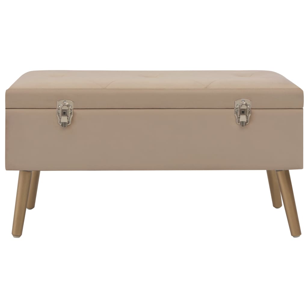 vidaXL Bancă cu un compartiment de depozitare, bej, 80 cm, catifea vidaXL Bancă cu un compartiment de depozitare, bej, 80 cm, catifea
