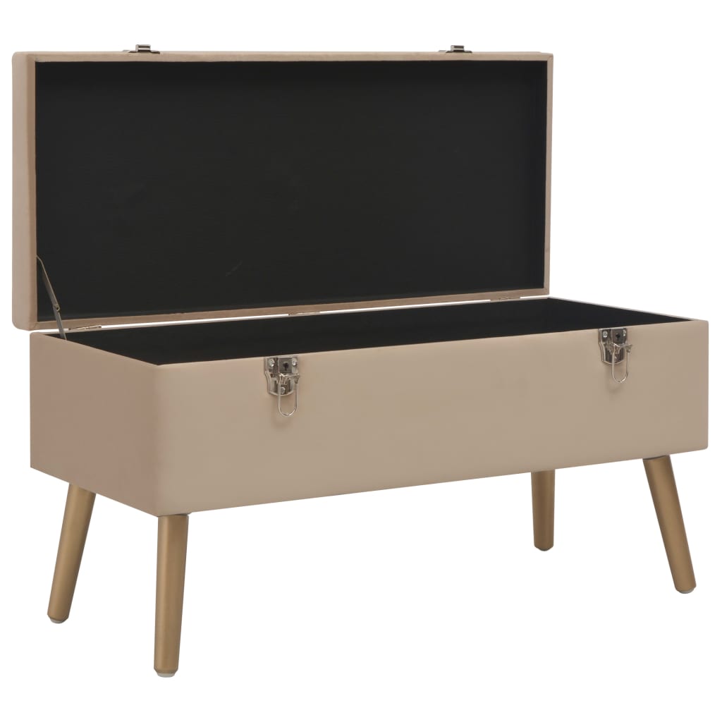 vidaXL Bancă cu un compartiment de depozitare, bej, 80 cm, catifea vidaXL Bancă cu un compartiment de depozitare, bej, 80 cm, catifea