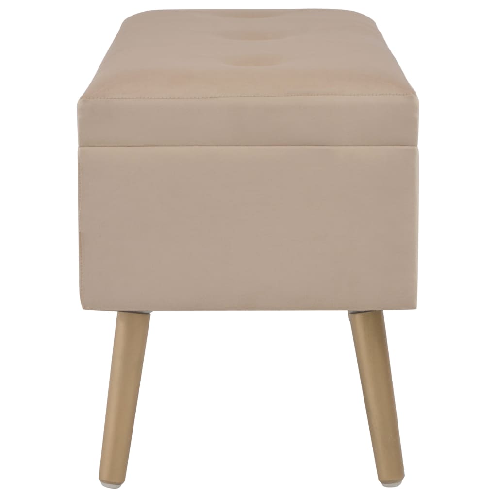 vidaXL Bancă cu un compartiment de depozitare, bej, 80 cm, catifea vidaXL Bancă cu un compartiment de depozitare, bej, 80 cm, catifea