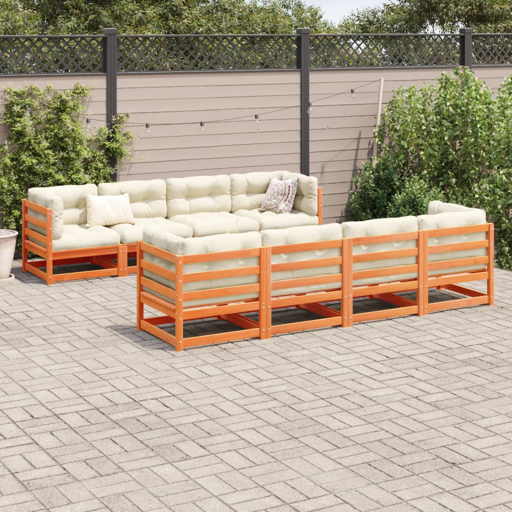 vidaXL Set mobilier de grădină cu perne, 9 piese, lemn masiv de pin vidaXL Set mobilier de grădină cu perne, 9 piese, lemn masiv de pin