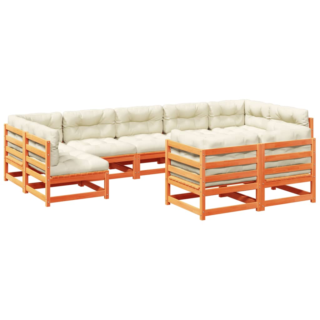 vidaXL Set mobilier de grădină cu perne, 9 piese, lemn masiv de pin vidaXL Set mobilier de grădină cu perne, 9 piese, lemn masiv de pin
