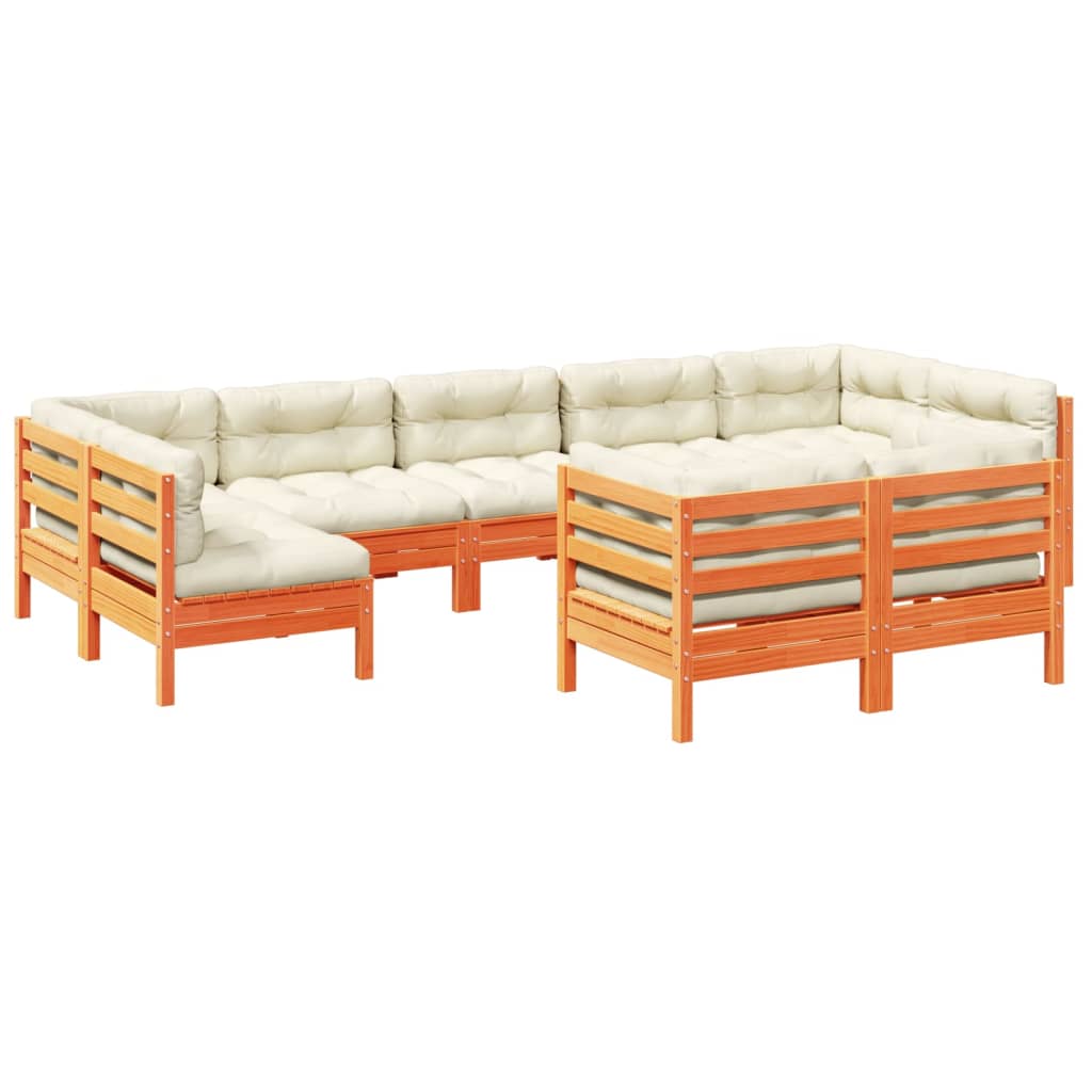 vidaXL Set mobilier de grădină cu perne, 9 piese, lemn masiv de pin