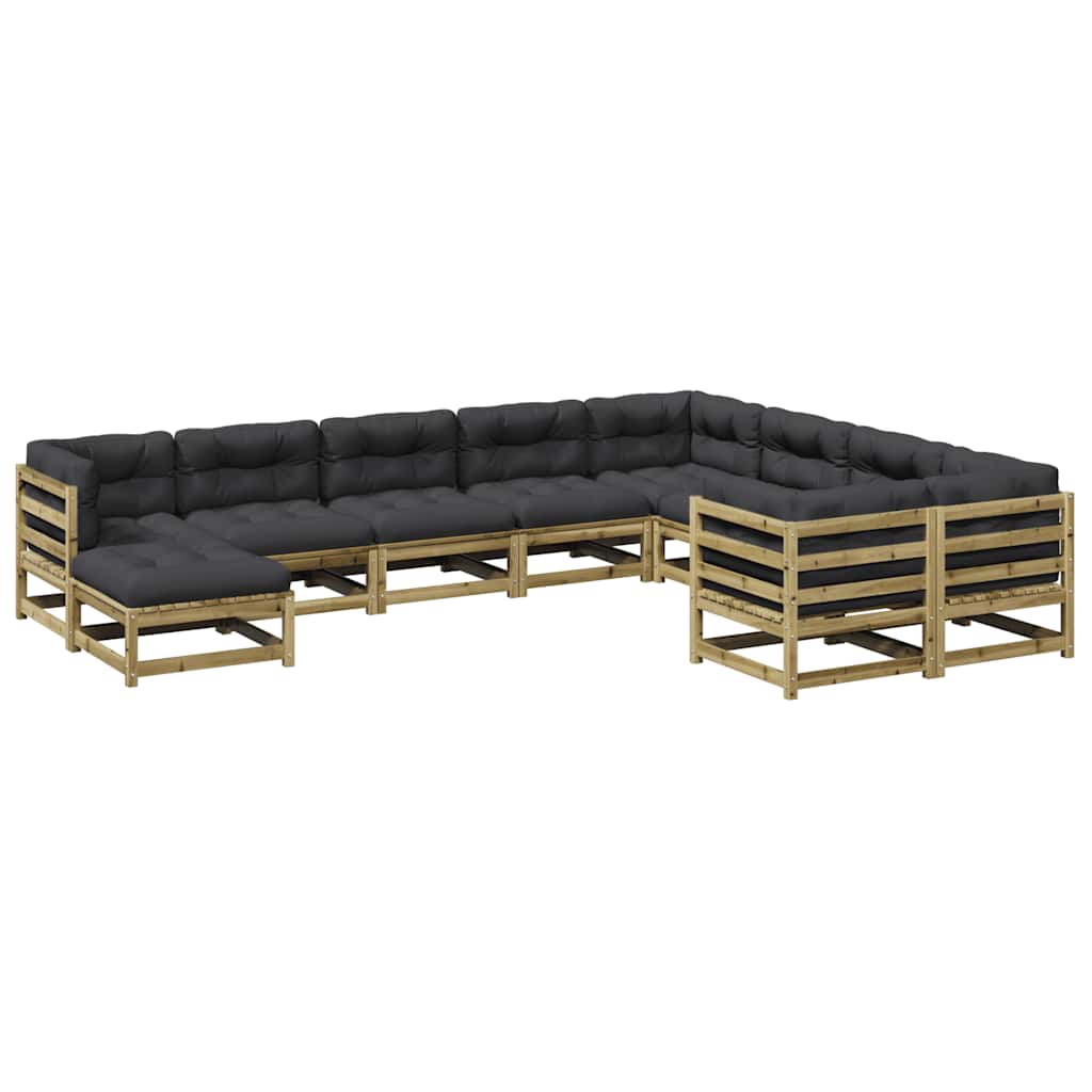 vidaXL Set canapea de grădină cu perne, 10 piese, lemn de pin tratat vidaXL Set canapea de grădină cu perne, 10 piese, lemn de pin tratat