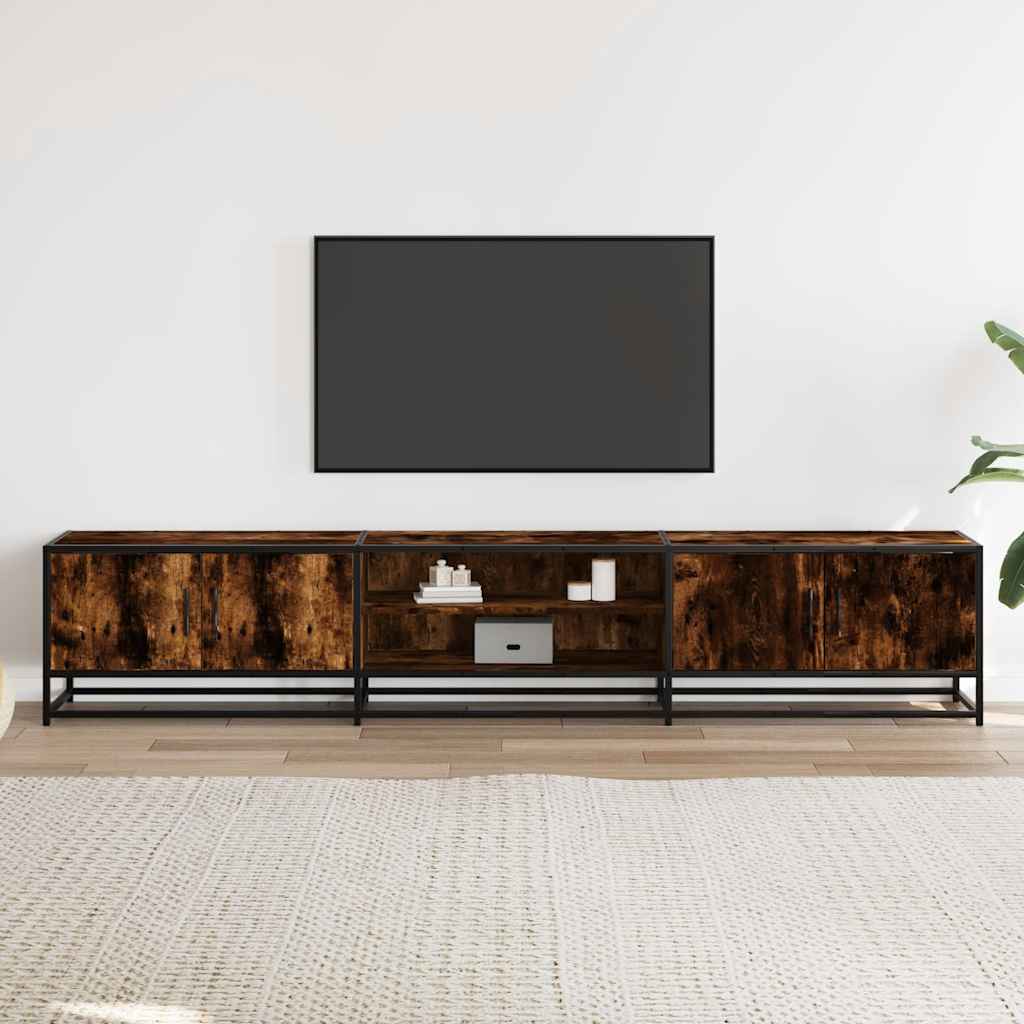 vidaXL Dulap TV, stejar fumuriu, 210x35x41 cm, lemn prelucrat