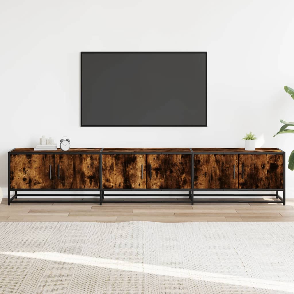 vidaXL Dulap TV, stejar fumuriu, 210x35x41 cm, lemn prelucrat