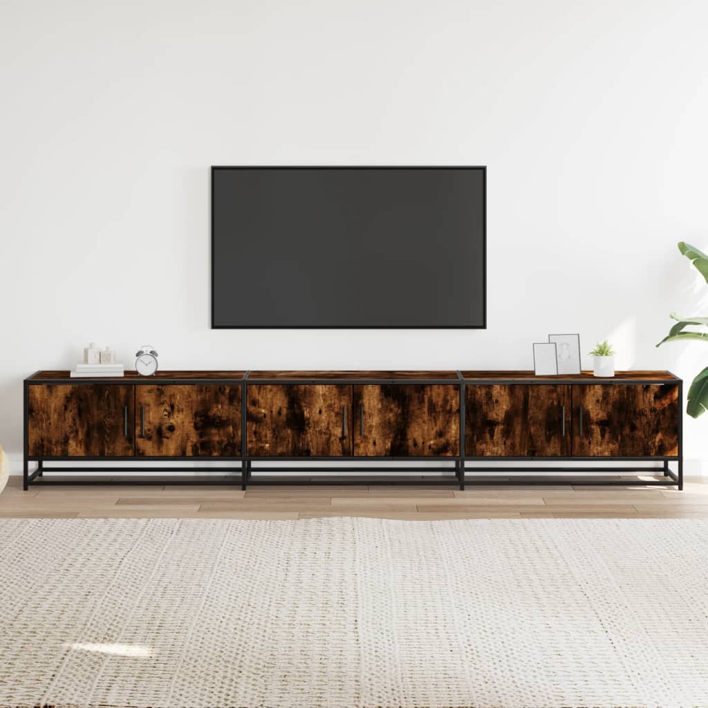vidaXL Comodă TV, stejar fumuriu, 240x35x41 cm, lemn prelucrat