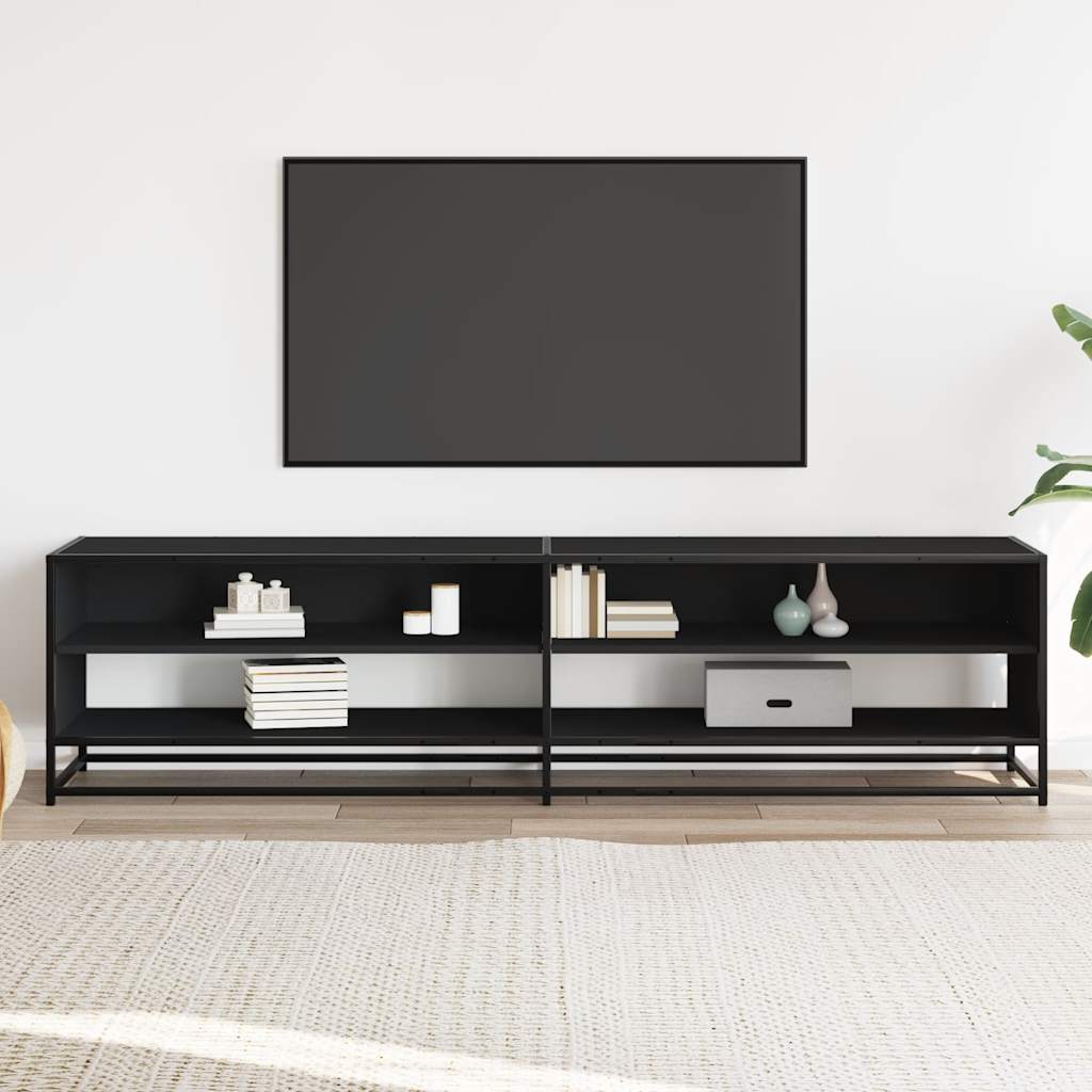 vidaXL Comodă TV, negru, 180,5x40x46 cm, lemn prelucrat