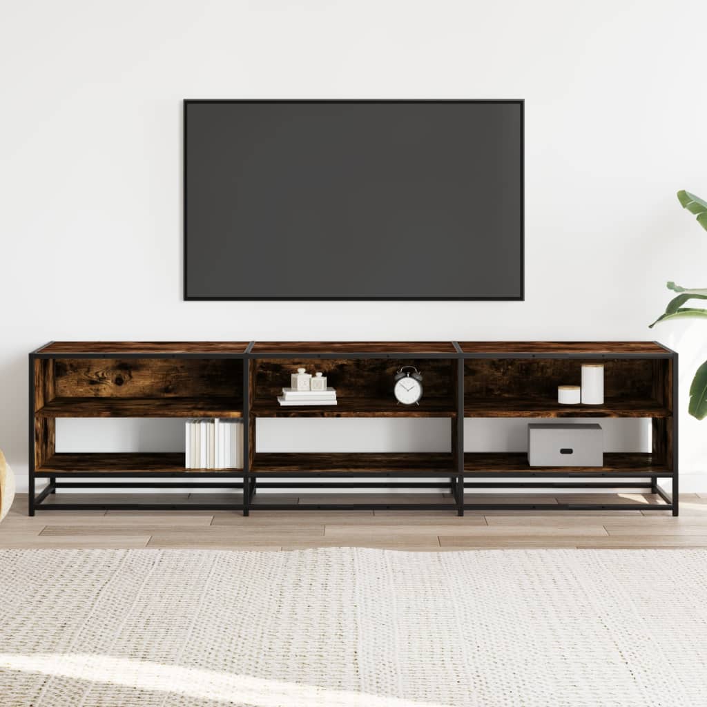 vidaXL Comodă TV, stejar fumuriu, 180x40x46 cm, lemn prelucrat