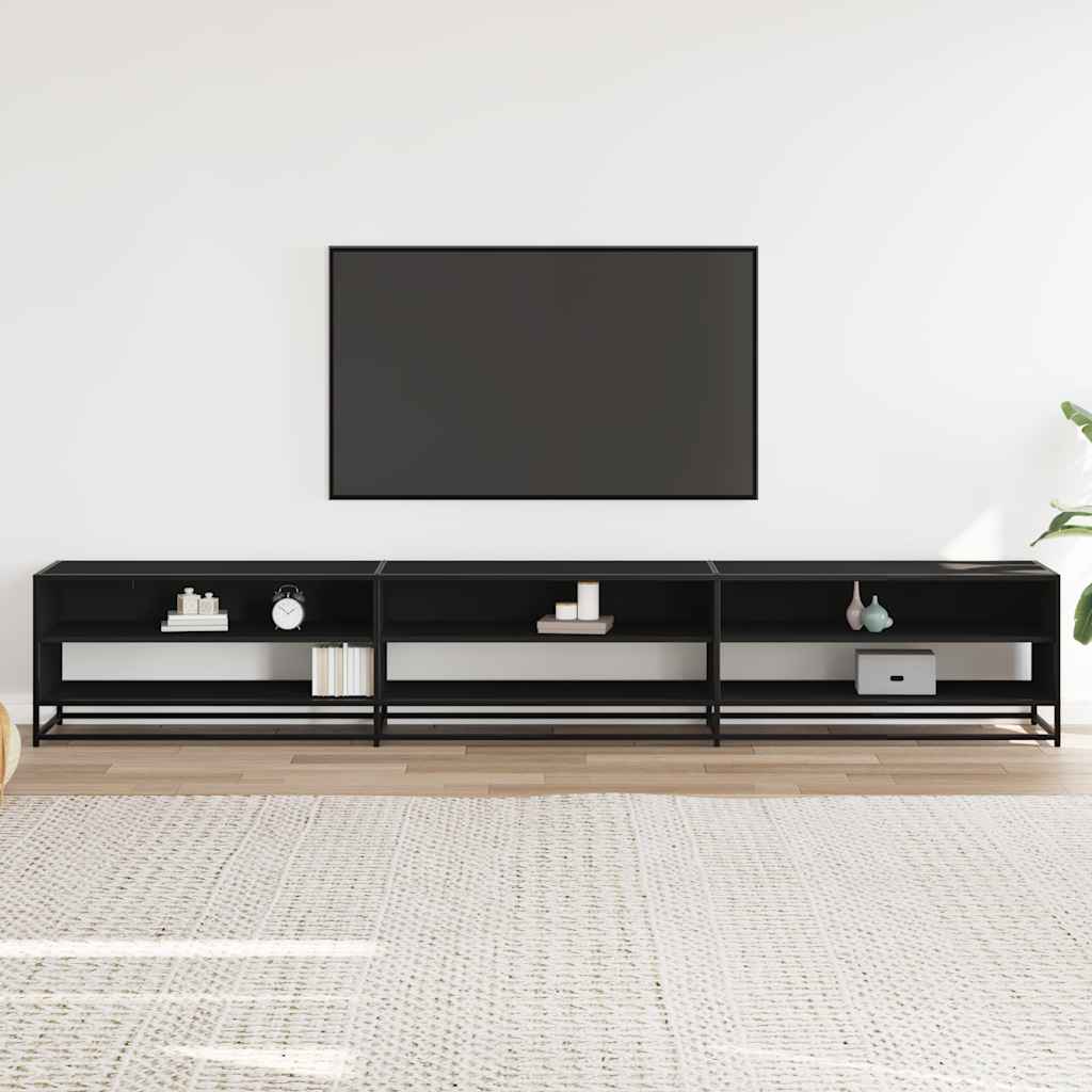 vidaXL Comodă TV, negru, 270x40x46 cm, lemn prelucrat