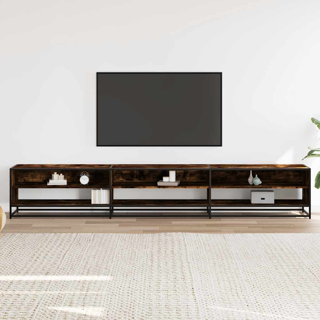 vidaXL Comodă TV, stejar fumuriu, 270x40x46 cm, lemn prelucrat