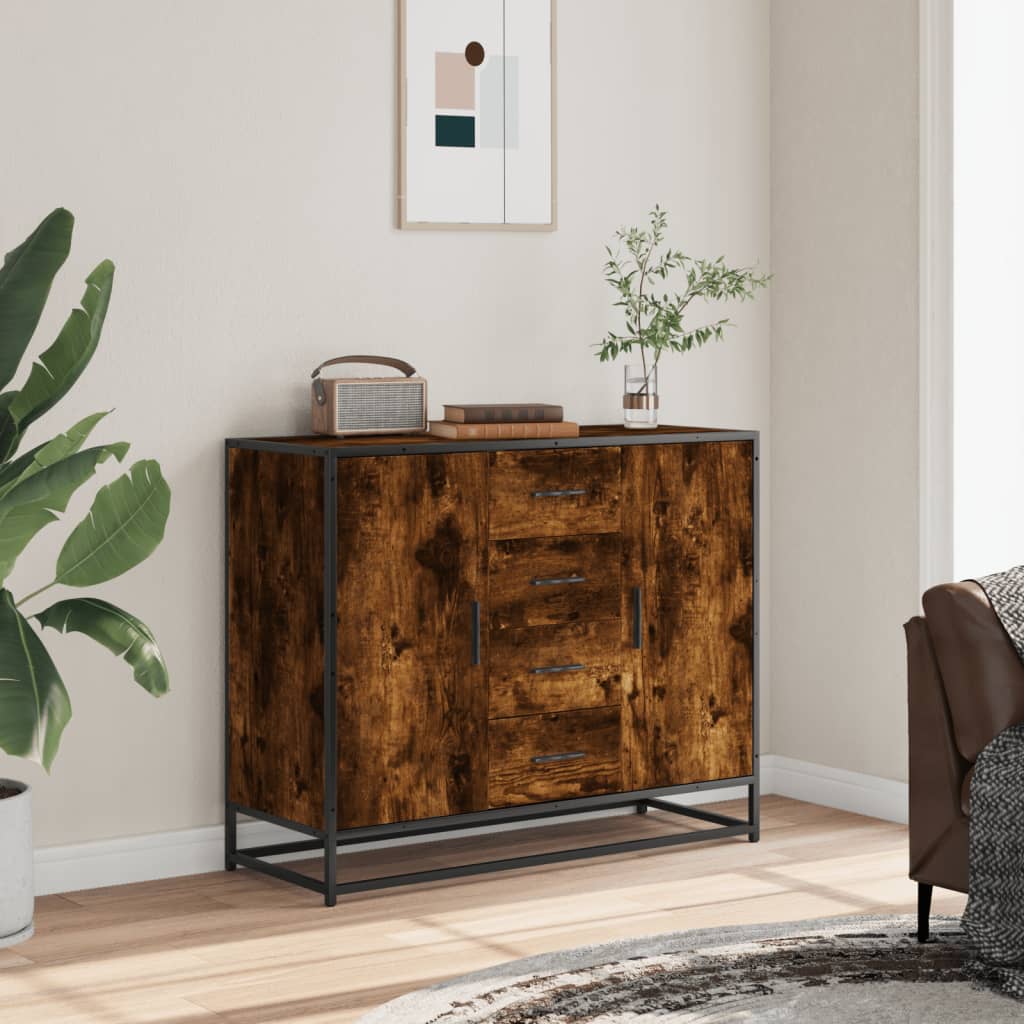 vidaXL Servantă, stejar fumuriu, 92x35x76 cm, lemn compozit