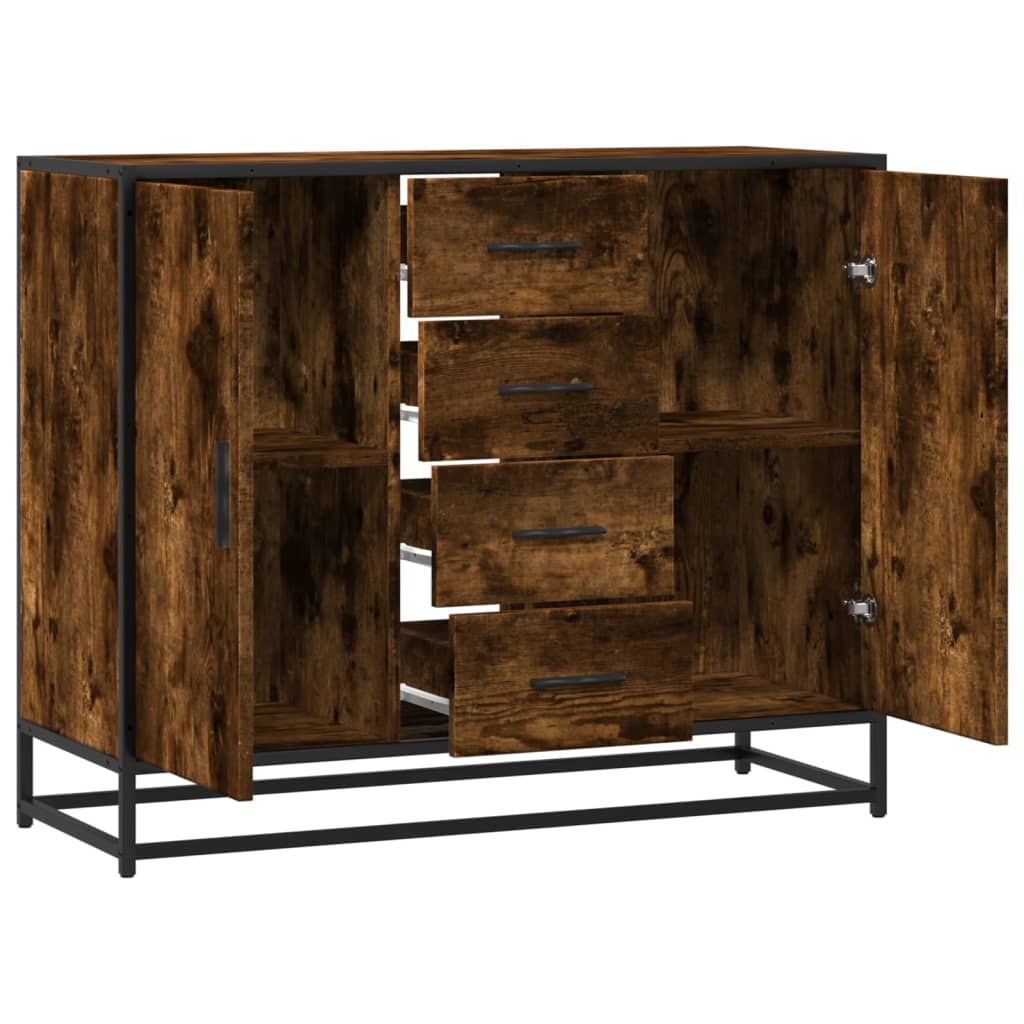 vidaXL Servantă, stejar fumuriu, 92x35x76 cm, lemn compozit