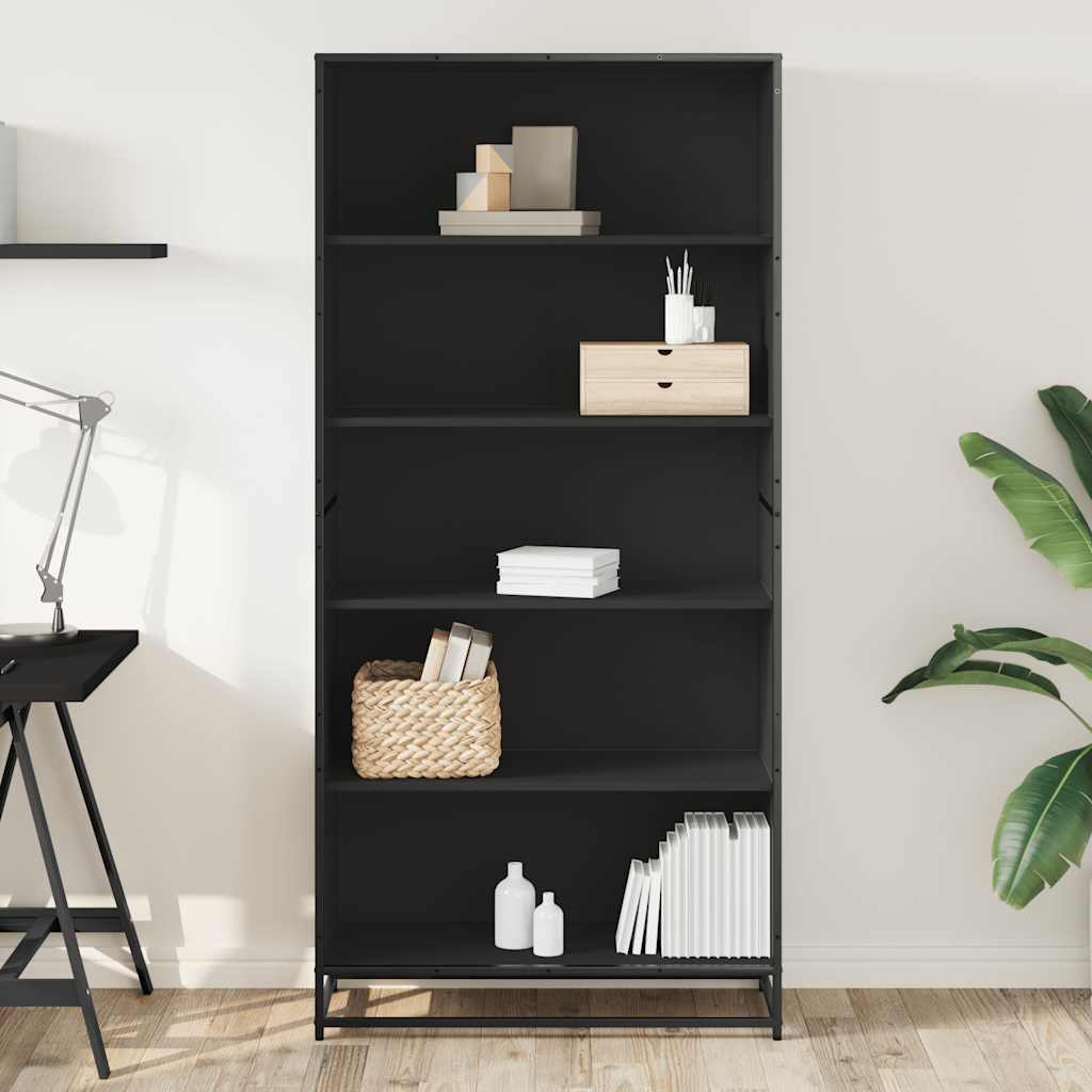 vidaXL Bibliotecă, negru, 80,5x35x170,5 cm, lemn prelucrat vidaXL Bibliotecă, negru, 80,5x35x170,5 cm, lemn prelucrat