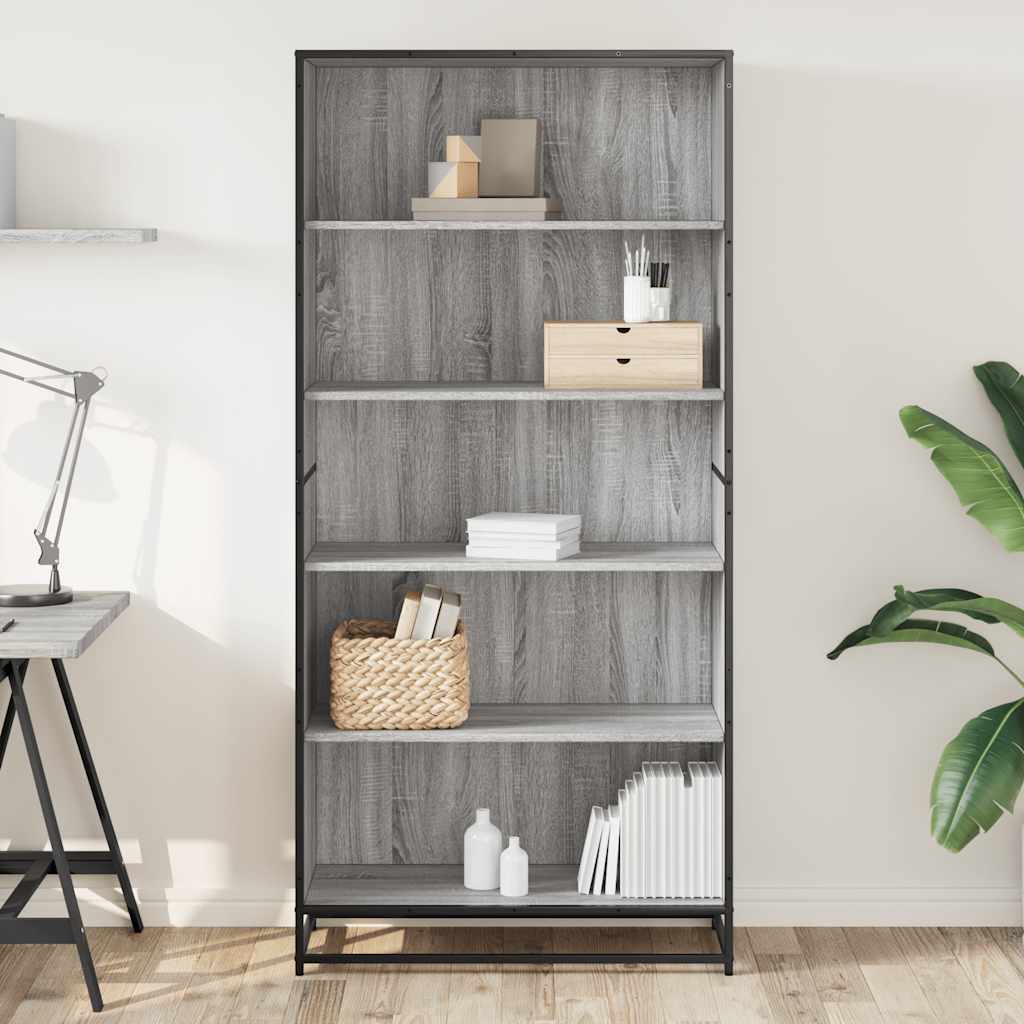 vidaXL Bibliotecă, gri sonoma, 80,5x35x170,5 cm, lemn prelucrat vidaXL Bibliotecă, gri sonoma, 80,5x35x170,5 cm, lemn prelucrat