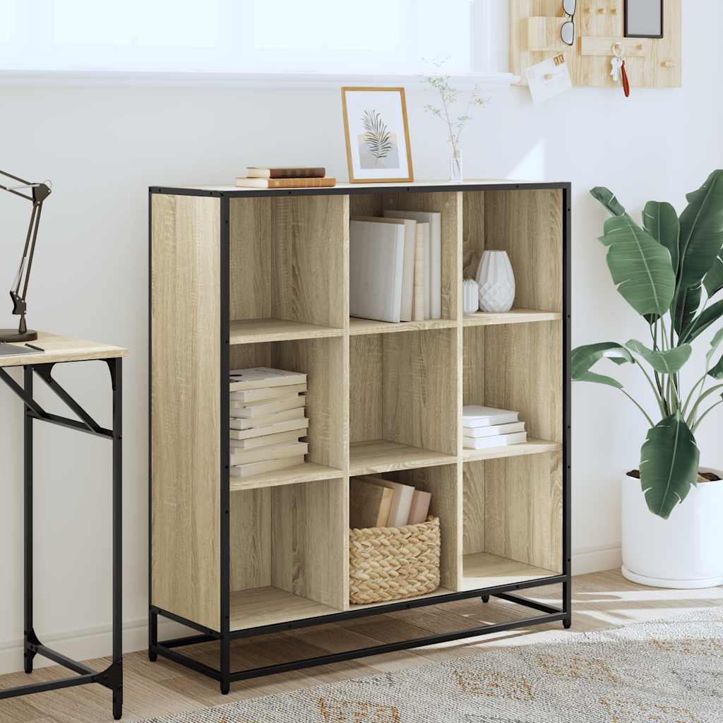 vidaXL Bibliotecă stejar sonoma 97,5x33x107,5 cm, lemn prelucrat/metal vidaXL Bibliotecă stejar sonoma 97,5x33x107,5 cm, lemn prelucrat/metal