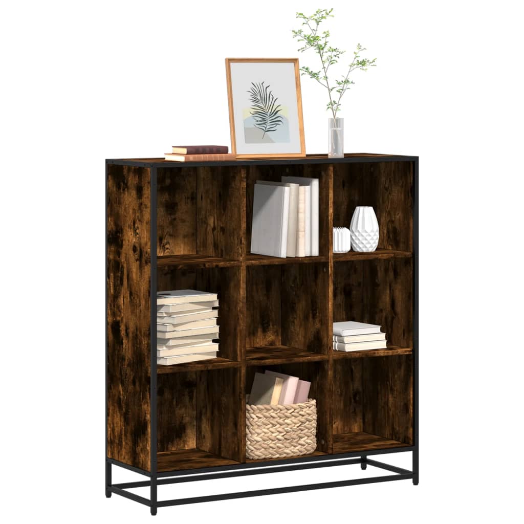 vidaXL Bibliotecă stejar fumuriu 97,5x33x107,5 cm lemn prelucrat/metal vidaXL Bibliotecă stejar fumuriu 97,5x33x107,5 cm lemn prelucrat/metal