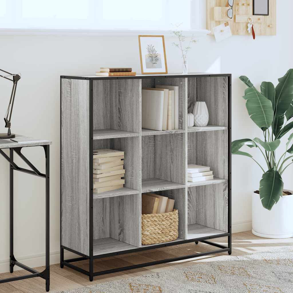 vidaXL Bibliotecă, gri sonoma, 97,5x33x107,5 cm, lemn prelucrat/metal vidaXL Bibliotecă, gri sonoma, 97,5x33x107,5 cm, lemn prelucrat/metal