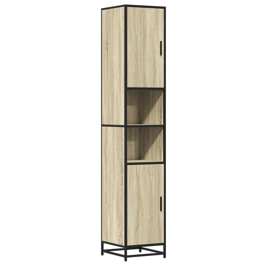 vidaXL Dulap baie stejar sonoma 35x37,5x188,5 cm lemn prelucrat/metal vidaXL Dulap baie stejar sonoma 35x37,5x188,5 cm lemn prelucrat/metal