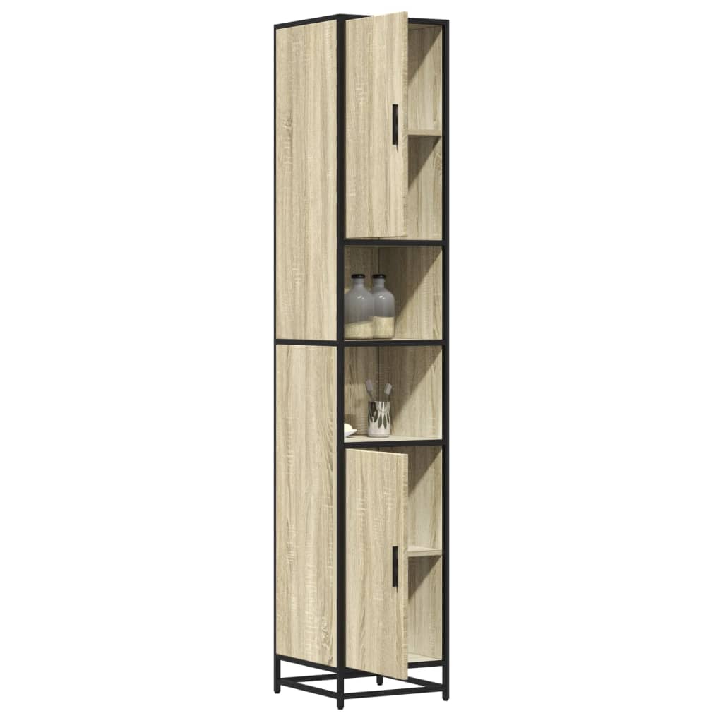 vidaXL Dulap baie stejar sonoma 35x37,5x188,5 cm lemn prelucrat/metal vidaXL Dulap baie stejar sonoma 35x37,5x188,5 cm lemn prelucrat/metal