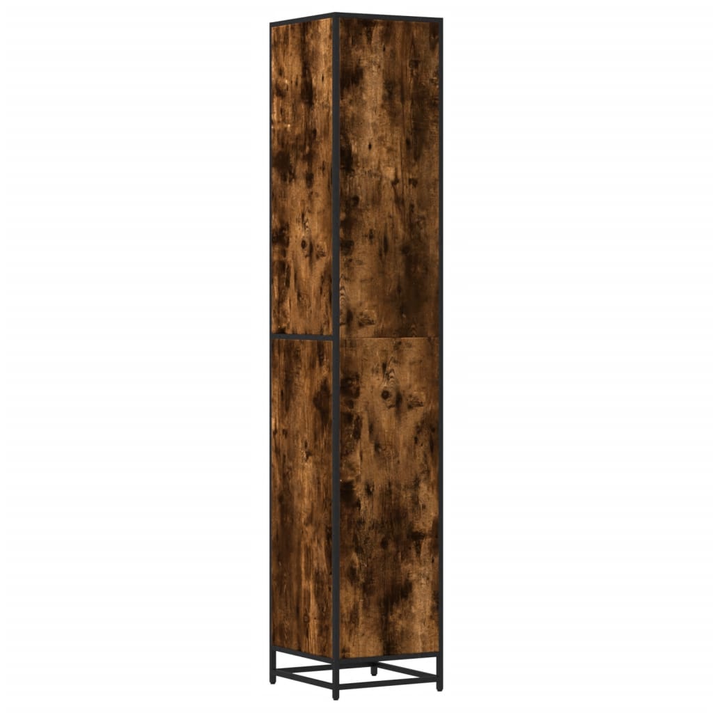 vidaXL Dulap baie stejar fumuriu 35x37,5x188,5 cm lemn prelucrat/metal