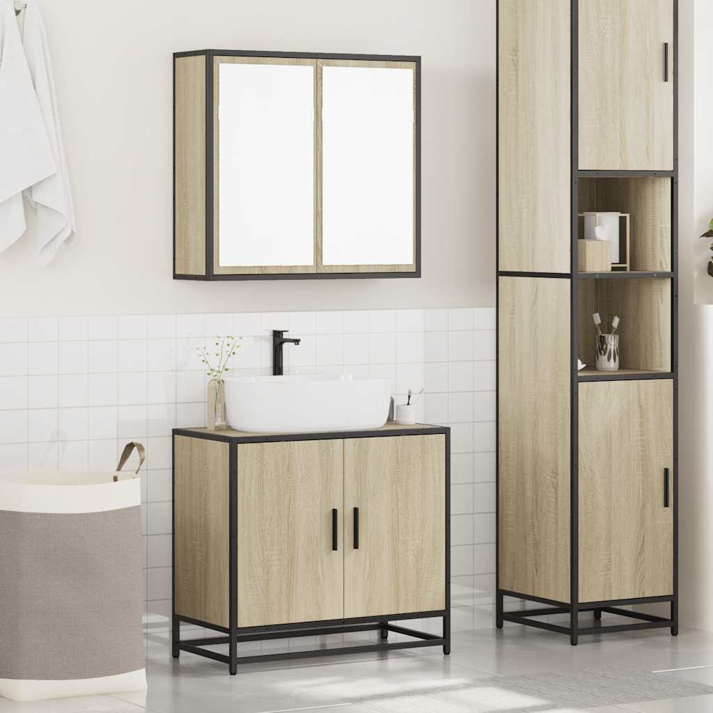 vidaXL Set mobilier de baie, 2 piese, stejar sonoma, lemn prelucrat vidaXL Set mobilier de baie, 2 piese, stejar sonoma, lemn prelucrat