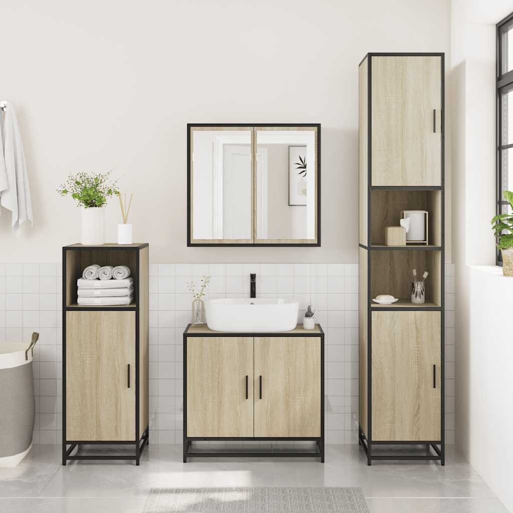 vidaXL Set mobilier de baie, 2 piese, stejar sonoma, lemn prelucrat vidaXL Set mobilier de baie, 2 piese, stejar sonoma, lemn prelucrat