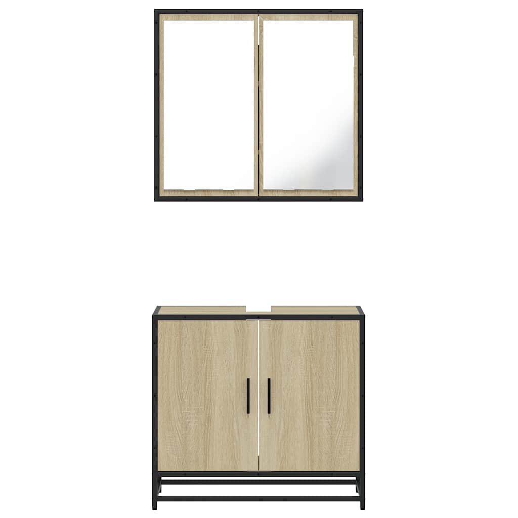 vidaXL Set mobilier de baie, 2 piese, stejar sonoma, lemn prelucrat vidaXL Set mobilier de baie, 2 piese, stejar sonoma, lemn prelucrat