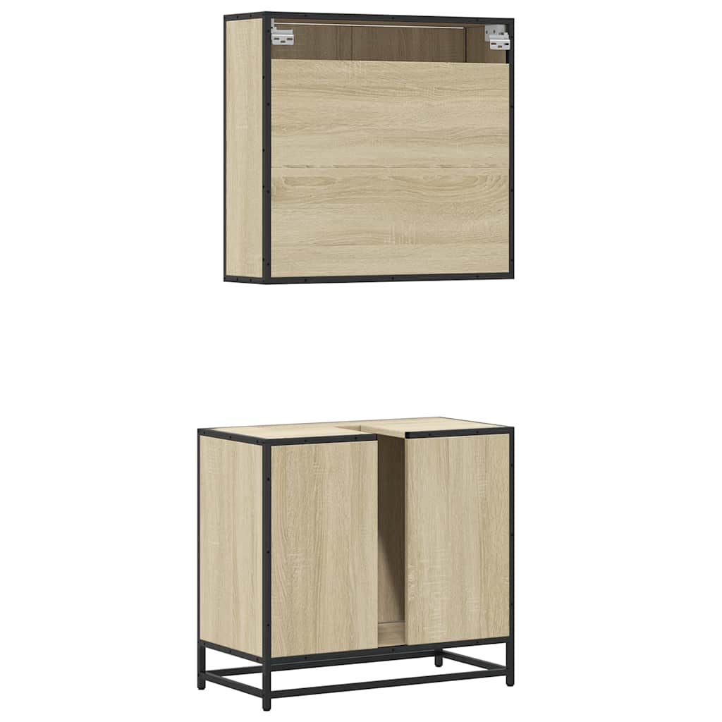 vidaXL Set mobilier de baie, 2 piese, stejar sonoma, lemn prelucrat vidaXL Set mobilier de baie, 2 piese, stejar sonoma, lemn prelucrat