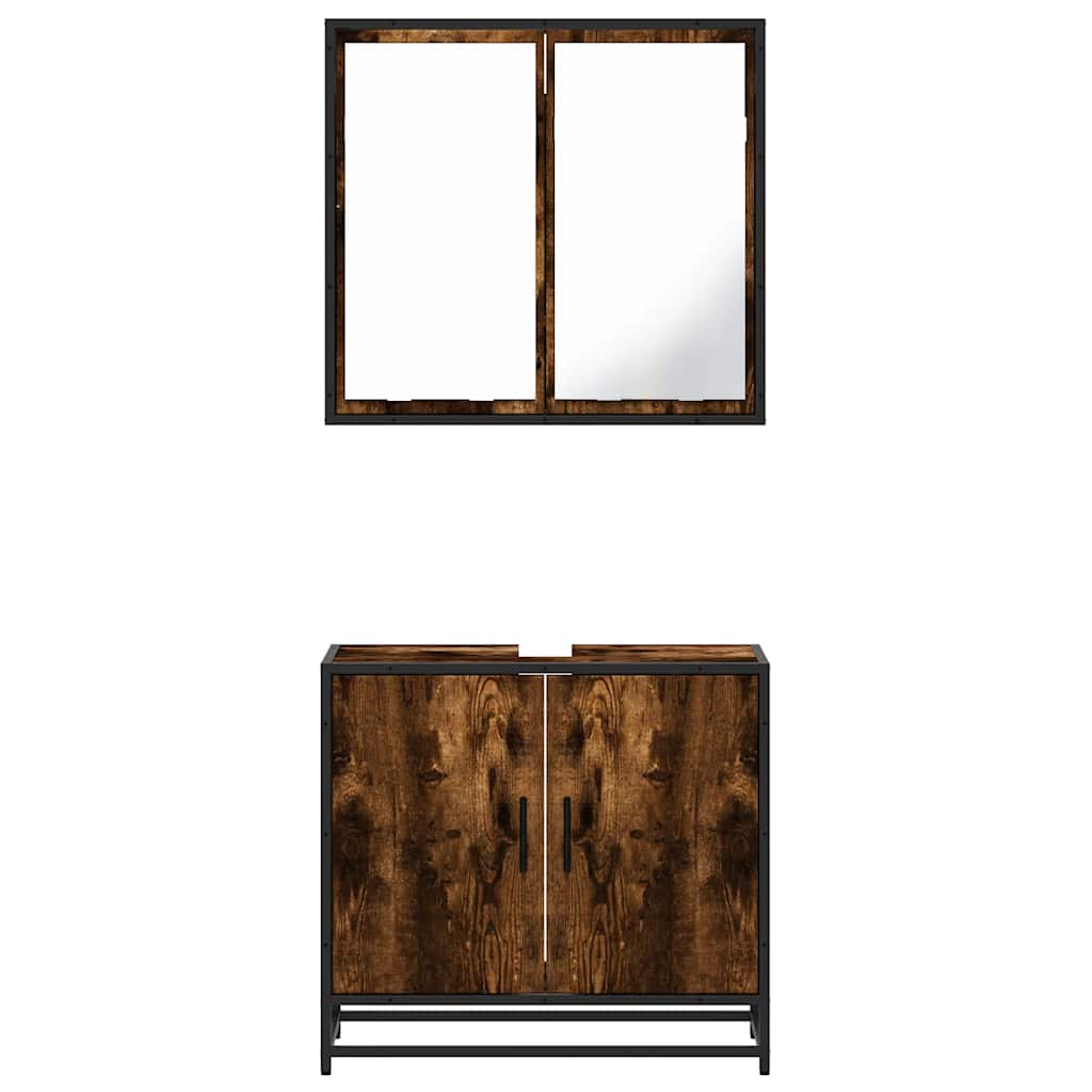 vidaXL Set mobilier de baie, 2 piese, stejar fumuriu, lemn prelucrat vidaXL Set mobilier de baie, 2 piese, stejar fumuriu, lemn prelucrat