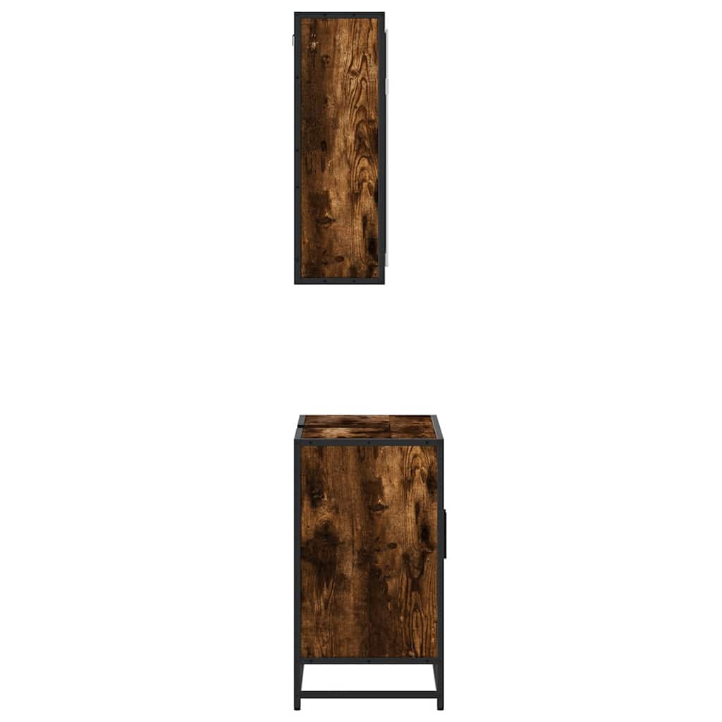 vidaXL Set mobilier de baie, 2 piese, stejar fumuriu, lemn prelucrat vidaXL Set mobilier de baie, 2 piese, stejar fumuriu, lemn prelucrat