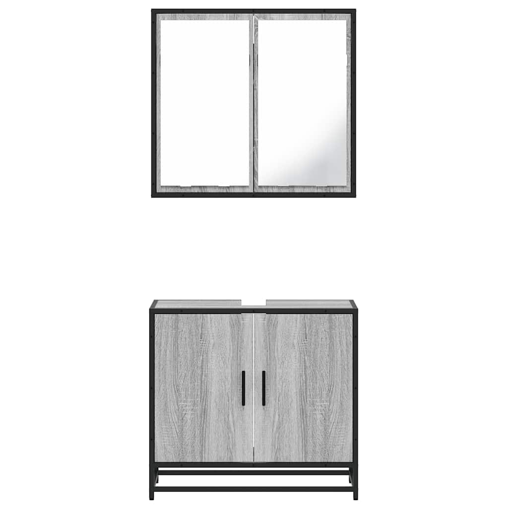 vidaXL Set mobilier de baie, 2 piese, gri sonoma, lemn prelucrat vidaXL Set mobilier de baie, 2 piese, gri sonoma, lemn prelucrat