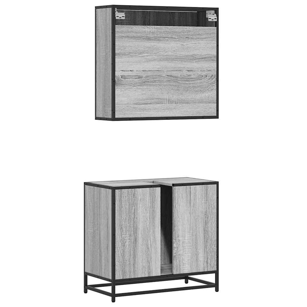 vidaXL Set mobilier de baie, 2 piese, gri sonoma, lemn prelucrat vidaXL Set mobilier de baie, 2 piese, gri sonoma, lemn prelucrat