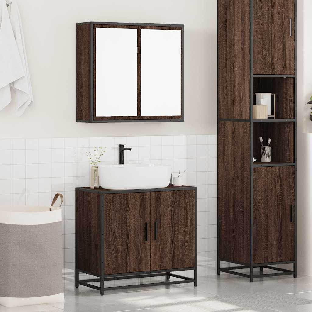 vidaXL Set mobilier de baie, 2 piese, stejar maro, lemn prelucrat vidaXL Set mobilier de baie, 2 piese, stejar maro, lemn prelucrat