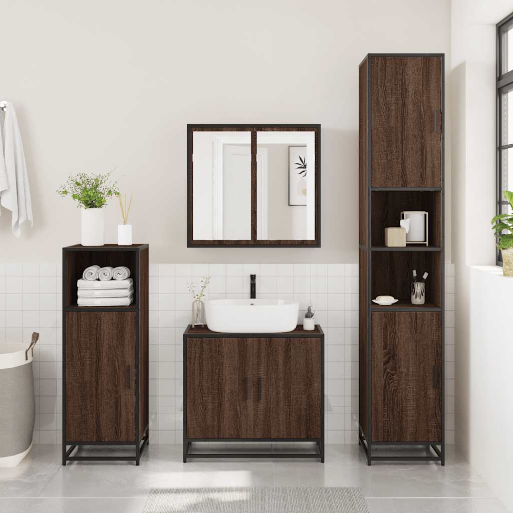 vidaXL Set mobilier de baie, 2 piese, stejar maro, lemn prelucrat vidaXL Set mobilier de baie, 2 piese, stejar maro, lemn prelucrat