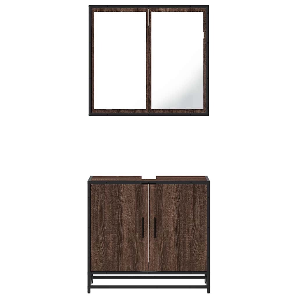 vidaXL Set mobilier de baie, 2 piese, stejar maro, lemn prelucrat vidaXL Set mobilier de baie, 2 piese, stejar maro, lemn prelucrat