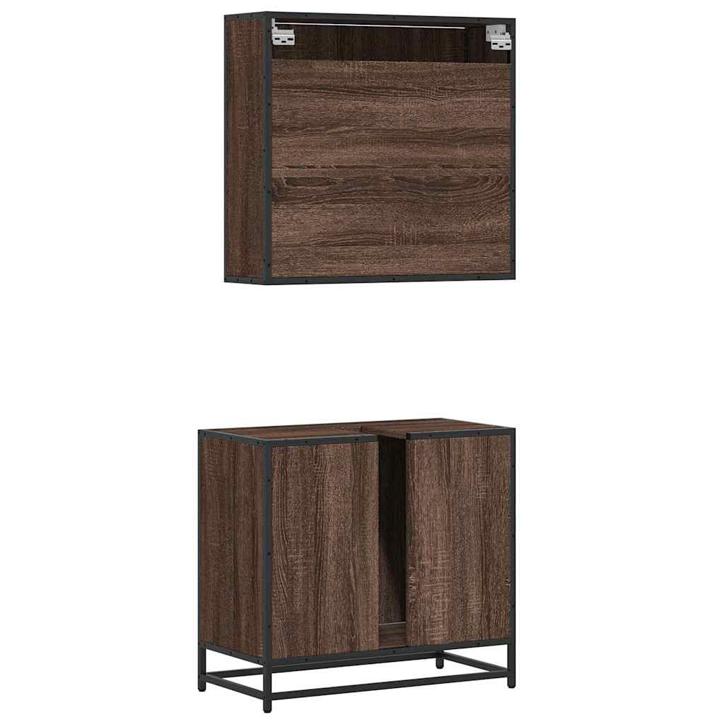 vidaXL Set mobilier de baie, 2 piese, stejar maro, lemn prelucrat vidaXL Set mobilier de baie, 2 piese, stejar maro, lemn prelucrat