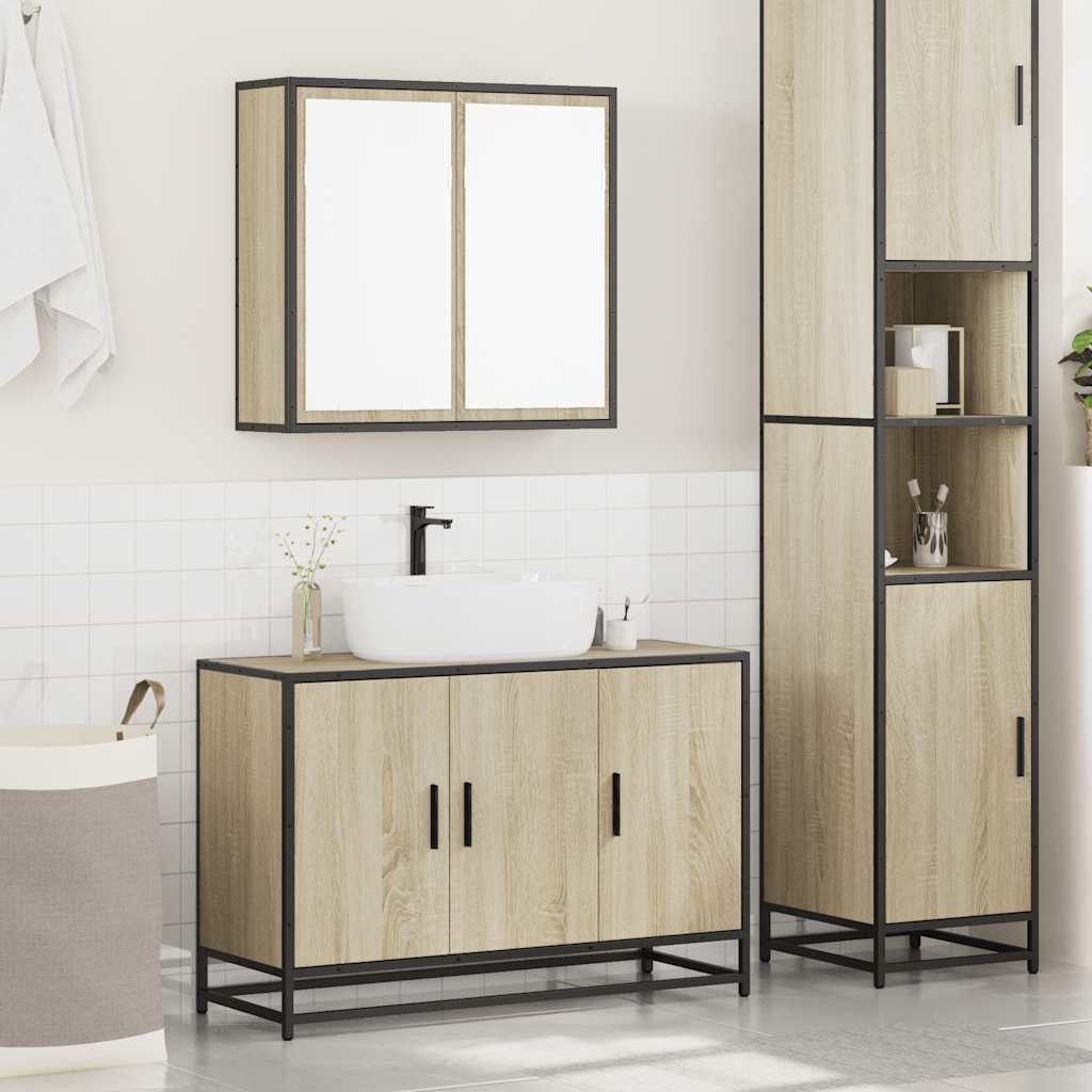 vidaXL Set mobilier de baie, 2 piese, stejar sonoma, lemn prelucrat vidaXL Set mobilier de baie, 2 piese, stejar sonoma, lemn prelucrat