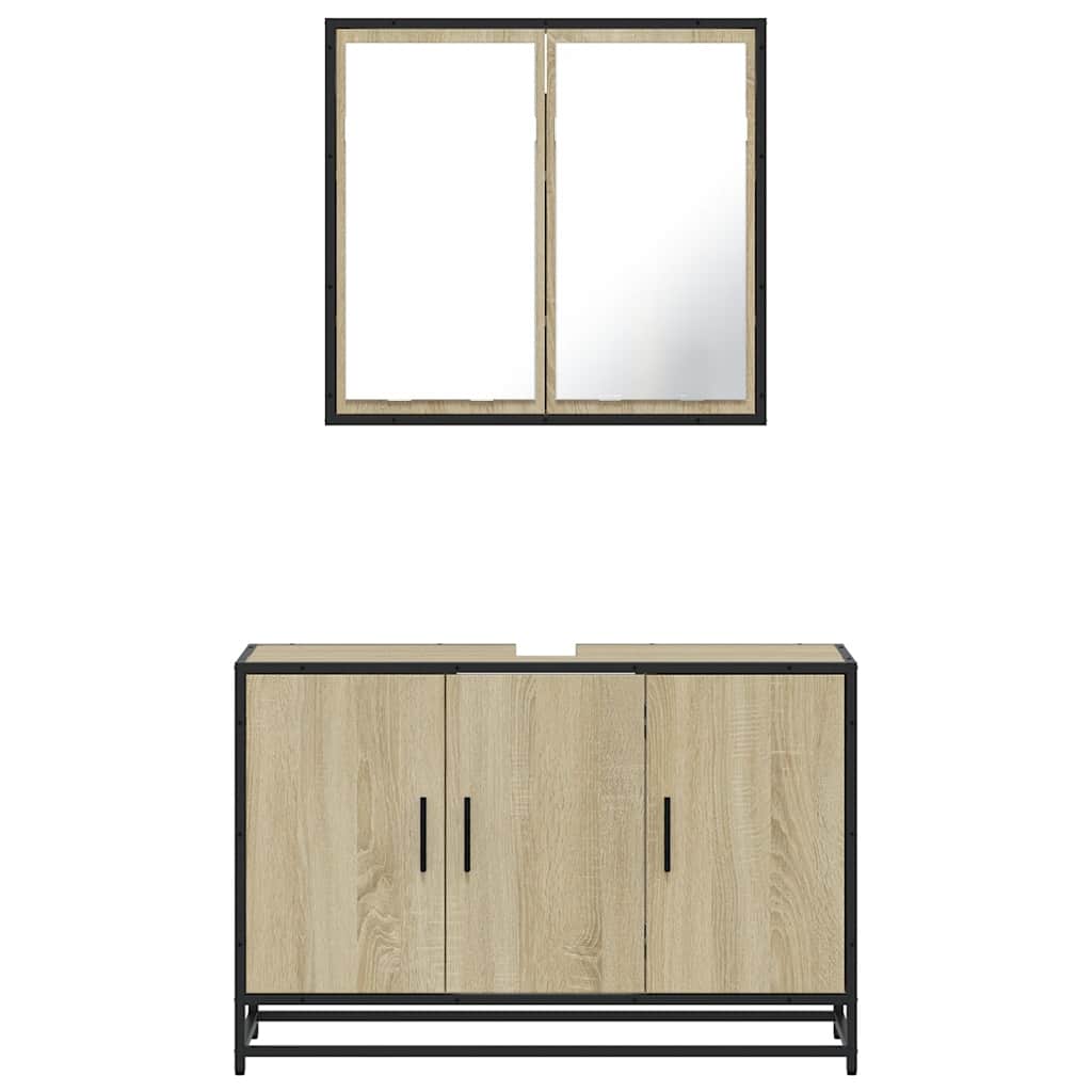 vidaXL Set mobilier de baie, 2 piese, stejar sonoma, lemn prelucrat vidaXL Set mobilier de baie, 2 piese, stejar sonoma, lemn prelucrat