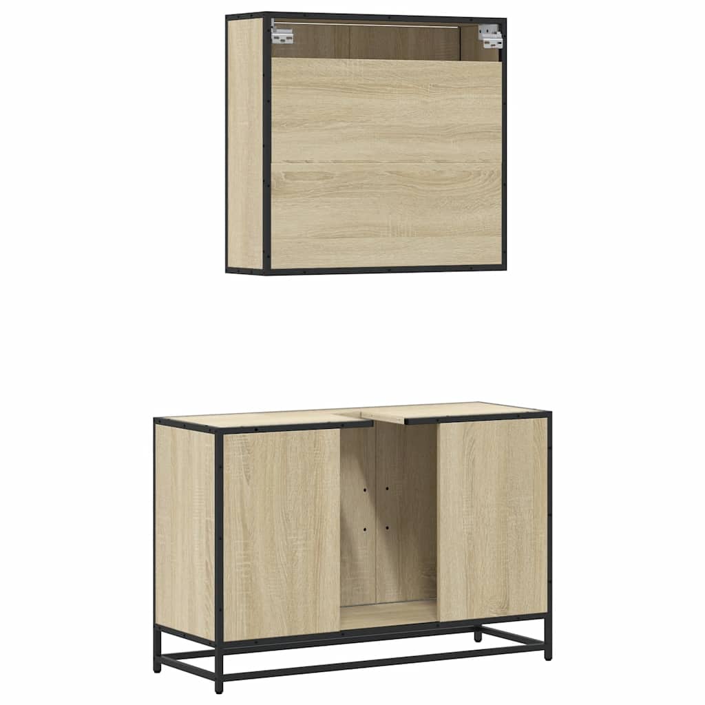 vidaXL Set mobilier de baie, 2 piese, stejar sonoma, lemn prelucrat vidaXL Set mobilier de baie, 2 piese, stejar sonoma, lemn prelucrat