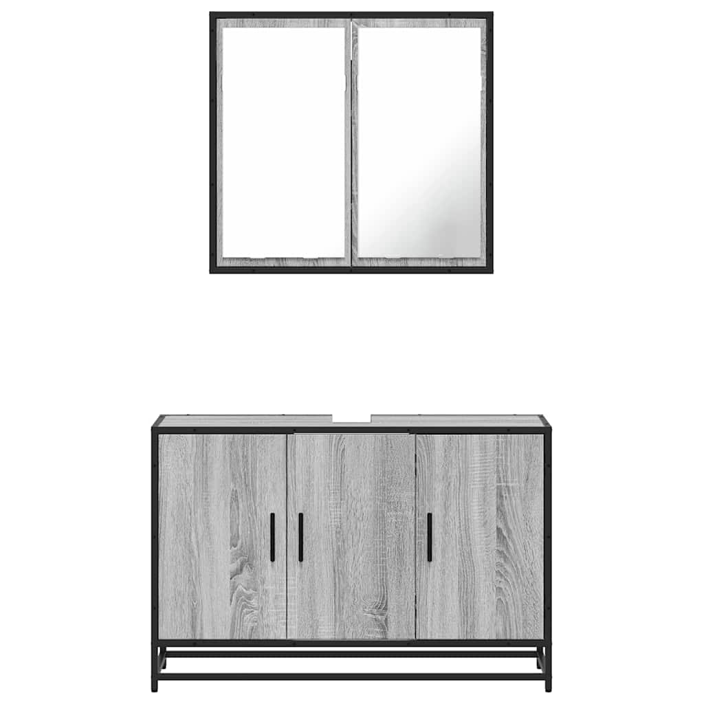 vidaXL Set mobilier de baie, 2 piese, gri sonoma, lemn prelucrat vidaXL Set mobilier de baie, 2 piese, gri sonoma, lemn prelucrat
