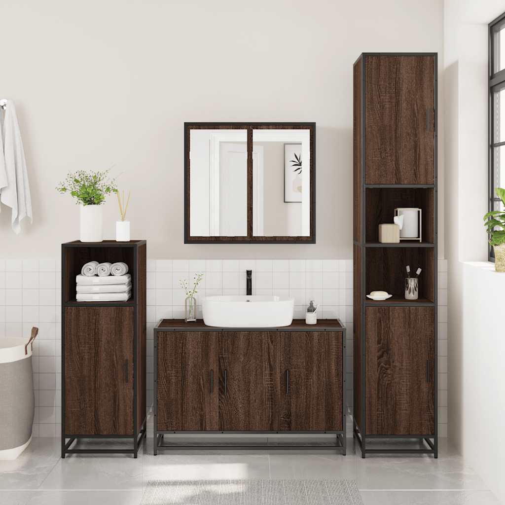 vidaXL Set mobilier de baie, 2 piese, stejar maro, lemn prelucrat vidaXL Set mobilier de baie, 2 piese, stejar maro, lemn prelucrat