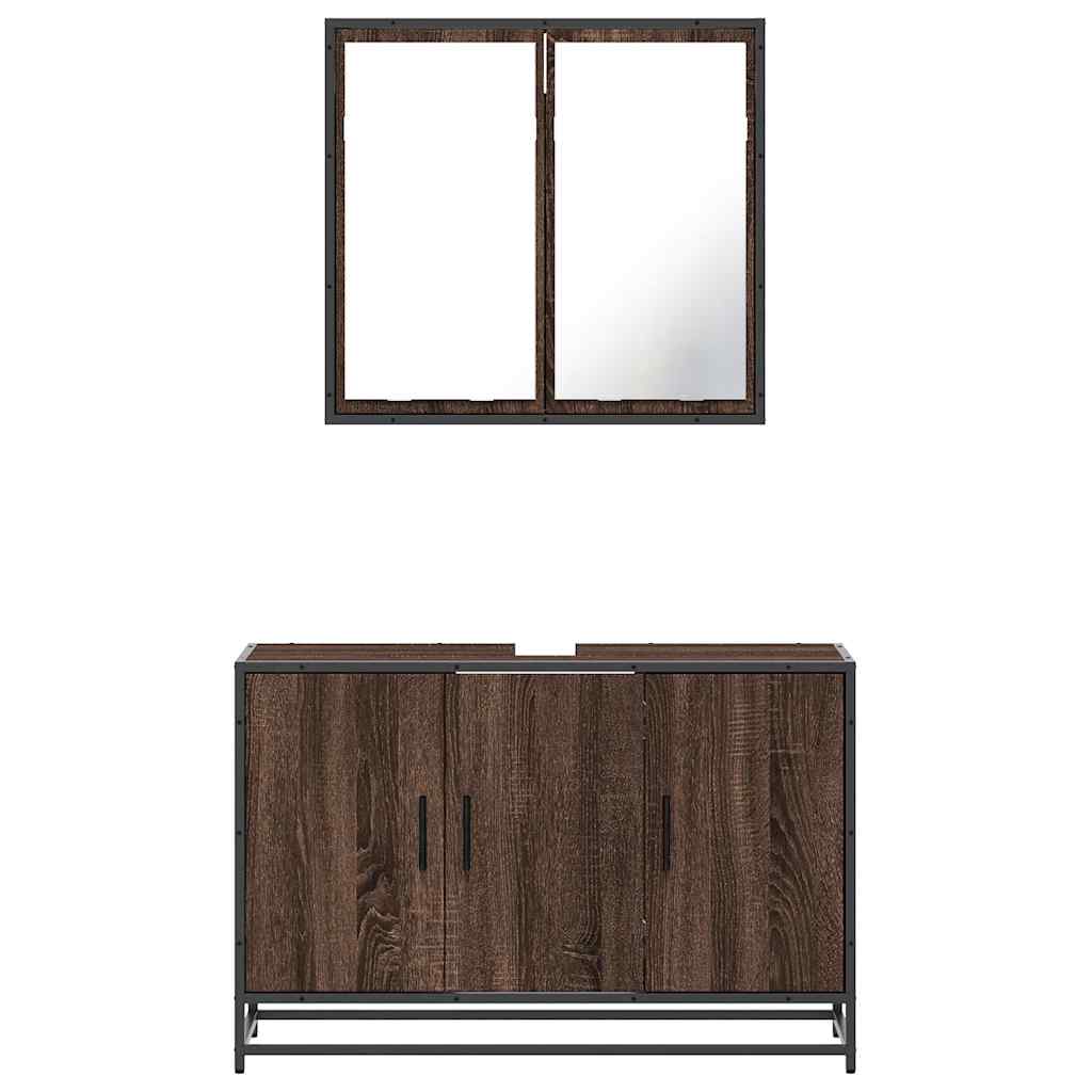 vidaXL Set mobilier de baie, 2 piese, stejar maro, lemn prelucrat vidaXL Set mobilier de baie, 2 piese, stejar maro, lemn prelucrat