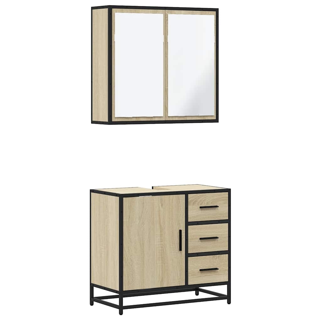 vidaXL Set mobilier de baie, 2 piese, stejar sonoma, lemn prelucrat vidaXL Set mobilier de baie, 2 piese, stejar sonoma, lemn prelucrat