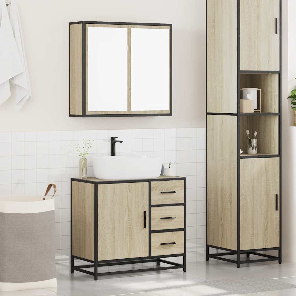 vidaXL Set mobilier de baie, 2 piese, stejar sonoma, lemn prelucrat vidaXL Set mobilier de baie, 2 piese, stejar sonoma, lemn prelucrat